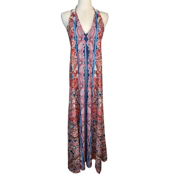 Queen's Attic Ltd. Dresses & Skirts - NEW Bohemian Paisley Halter Maxi Dress Open Back & Adjustable Ties